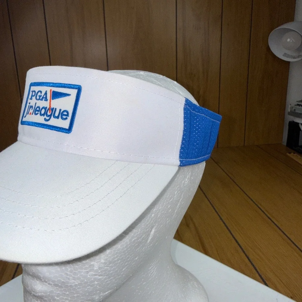 Garb PGA Jr League Kids Golf‎ Visor White Blue Snapback Hat Ages 5-12